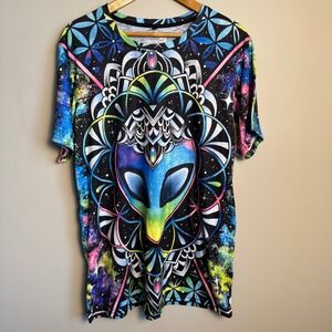 Electro Threads Mens XL Alien Mandala Galaxy Print‎ T-Shirt Short Sleeve Art